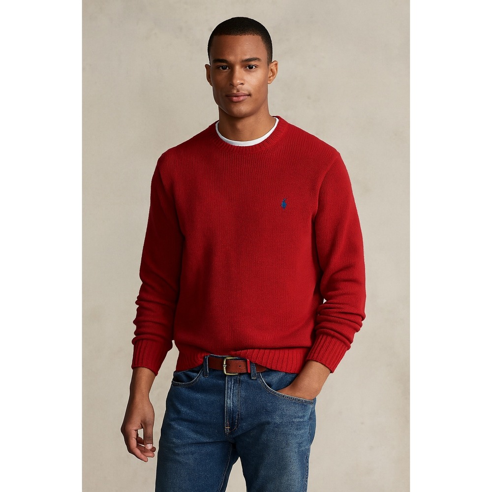 Polo By Ralph Lauren Sweater Mens Size XL Cotton Long Sleeve Red Classic Holiday